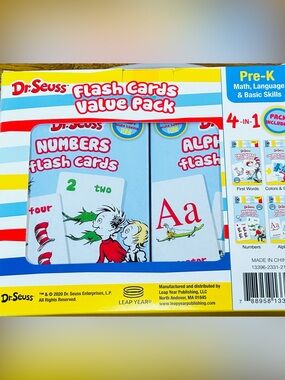 Dr. Seuss Flash Cards Se 4 Boxes Pre-K 1st Words Colors Shapes Alphabet Numbers